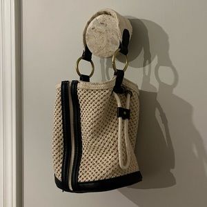 Contrasting Fabric Bucket Bag